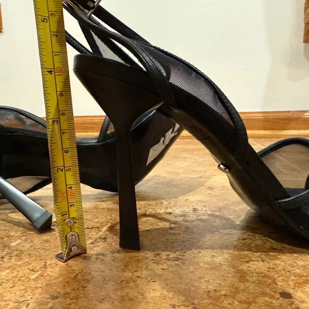 Tony Bianco Miley Black Mesh Ankle Strap Stiletto Sandal Heels Women Sz‎ 10 NWOB